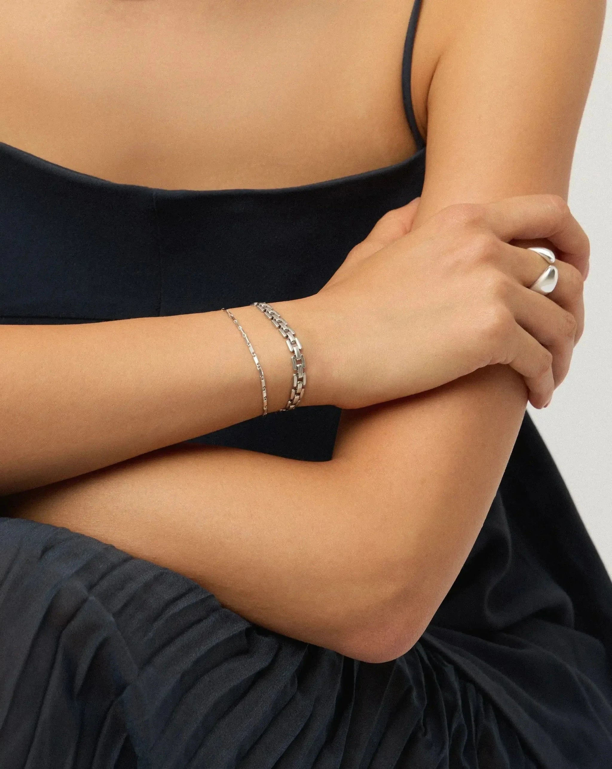 The Timeless Bracelet Set | Sterling Silver/Platinum Plated Bracelets Missoma 