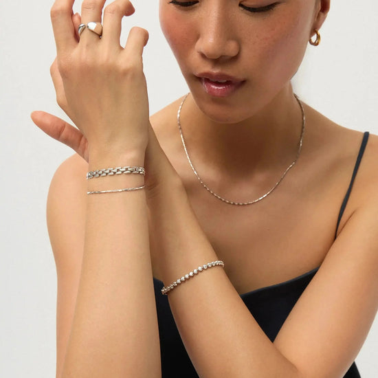 The Timeless Bracelet Set | Sterling Silver/Platinum Plated Bracelets Missoma 
