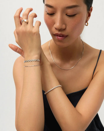 The Timeless Bracelet Set | Sterling Silver/Platinum Plated Bracelets Missoma 
