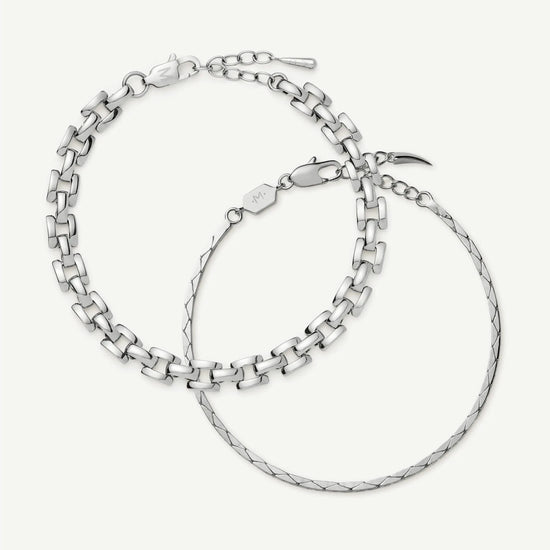 The Timeless Bracelet Set | Sterling Silver/Platinum Plated Bracelets Missoma 