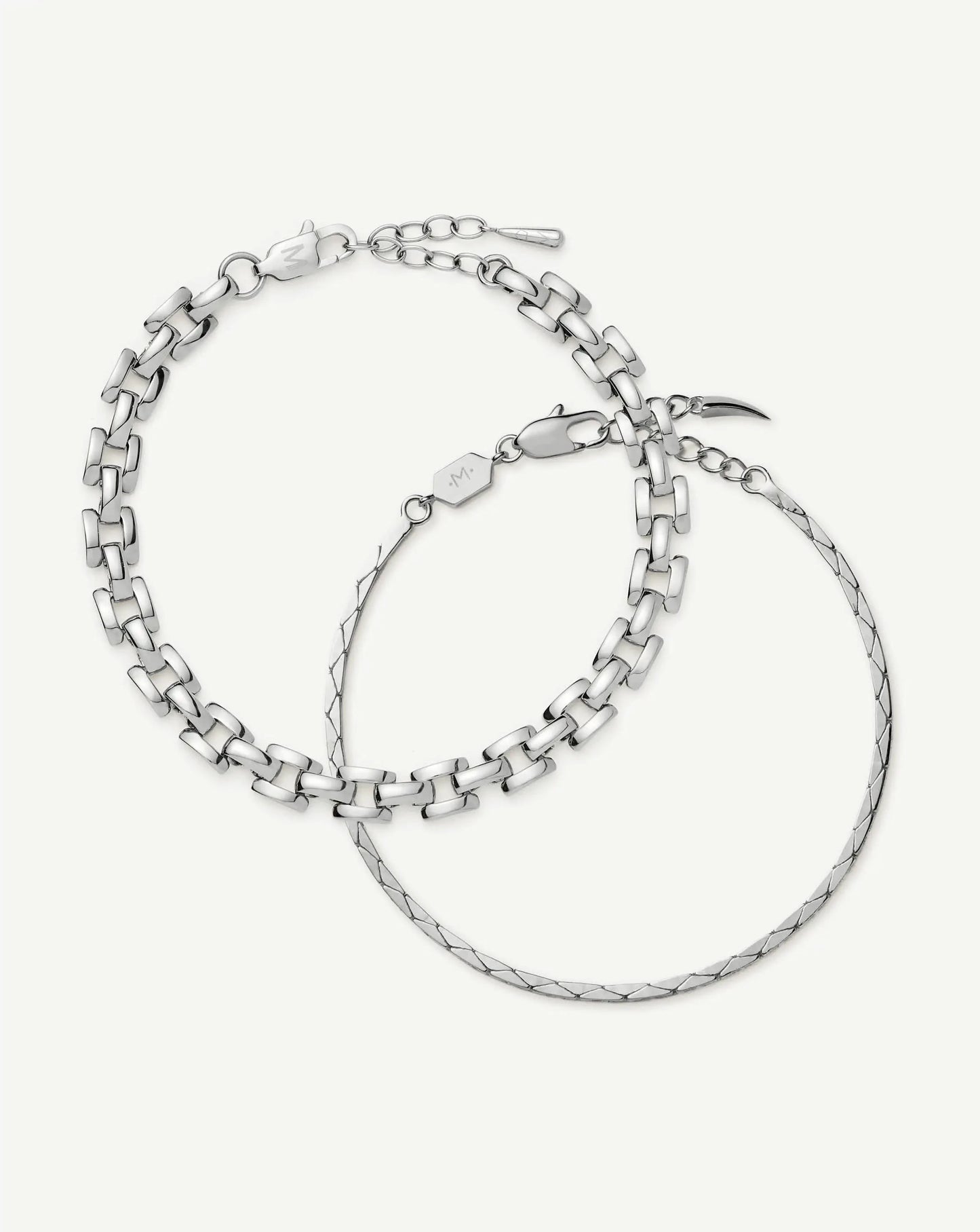 The Timeless Bracelet Set | Sterling Silver/Platinum Plated Bracelets Missoma 