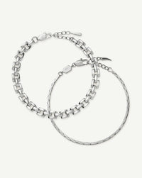 The Timeless Bracelet Set | Sterling Silver/Platinum Plated Bracelets Missoma 