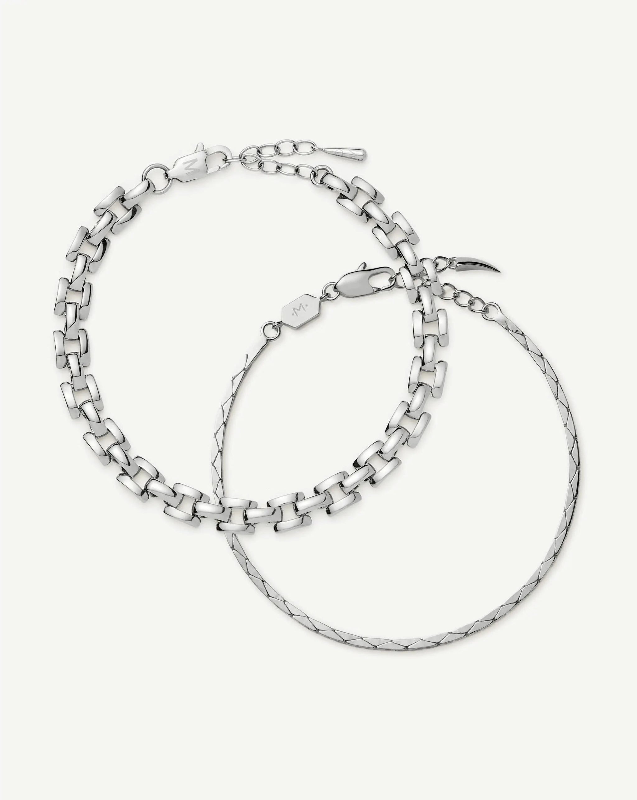 The Timeless Bracelet Set | Sterling Silver/Platinum Plated Bracelets Missoma 