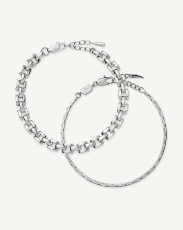 The Timeless Bracelet Set | Sterling Silver/Platinum Plated Bracelets Missoma 