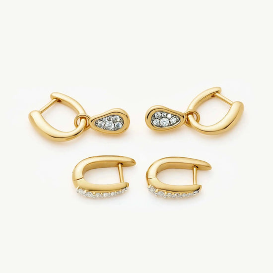 The Treat Yourself Hoop Set | 18ct Gold Plated/Cubic Zirconia Earring Sets Missoma 