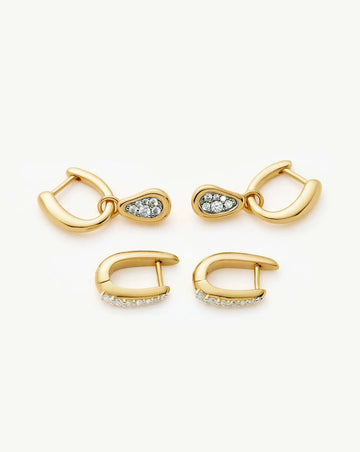 The Treat Yourself Hoop Set | 18ct Gold Plated/Cubic Zirconia Earring Sets Missoma 
