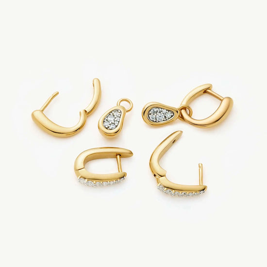The Treat Yourself Hoop Set | 18ct Gold Plated/Cubic Zirconia Earring Sets Missoma 