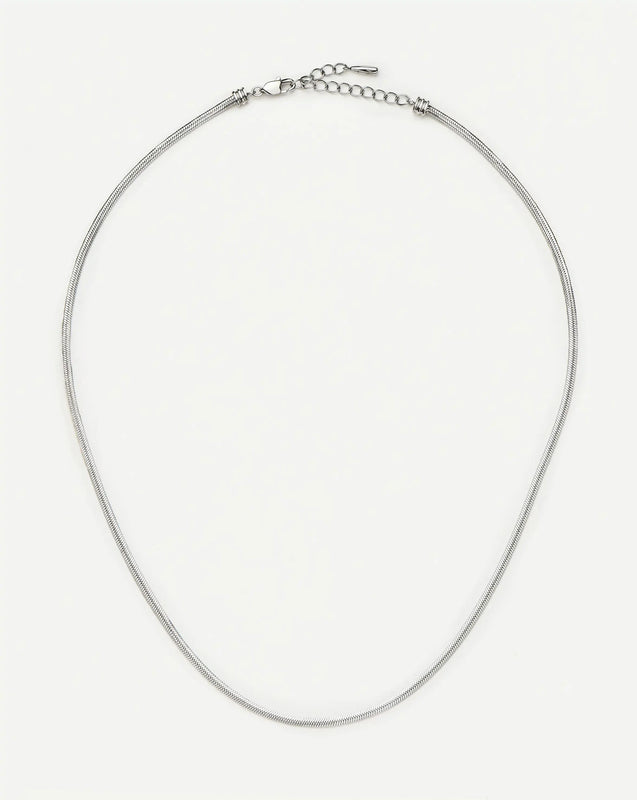 Thin Snake Chain Necklace | Silver Plated