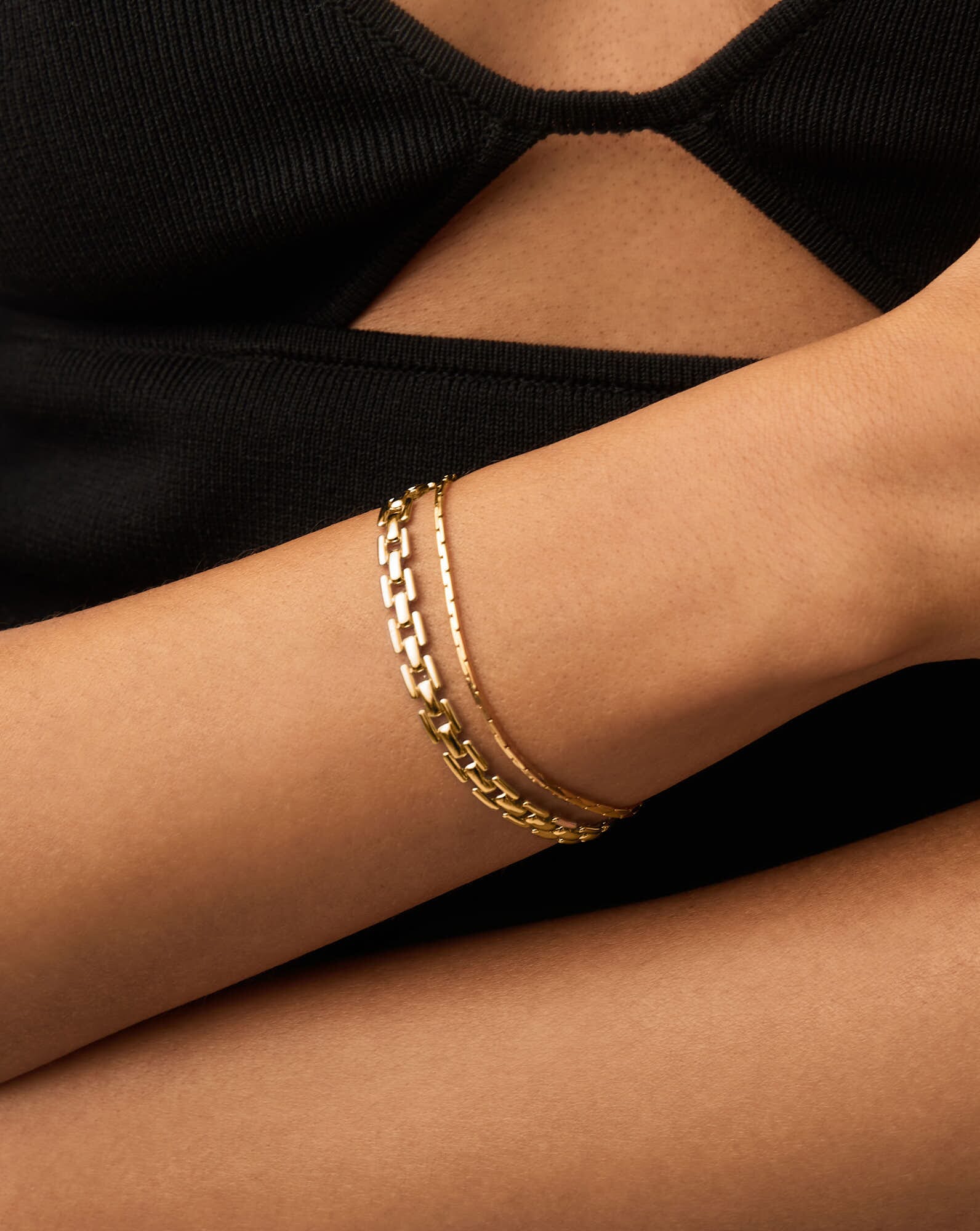 Timepiece & Snake Chain Bracelet Set | 18ct Gold Plated Bracelets Missoma 