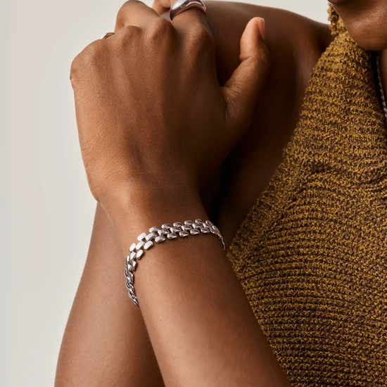 Timepiece Wide Chain Bracelet | Silver Plated Bracelets Missoma 