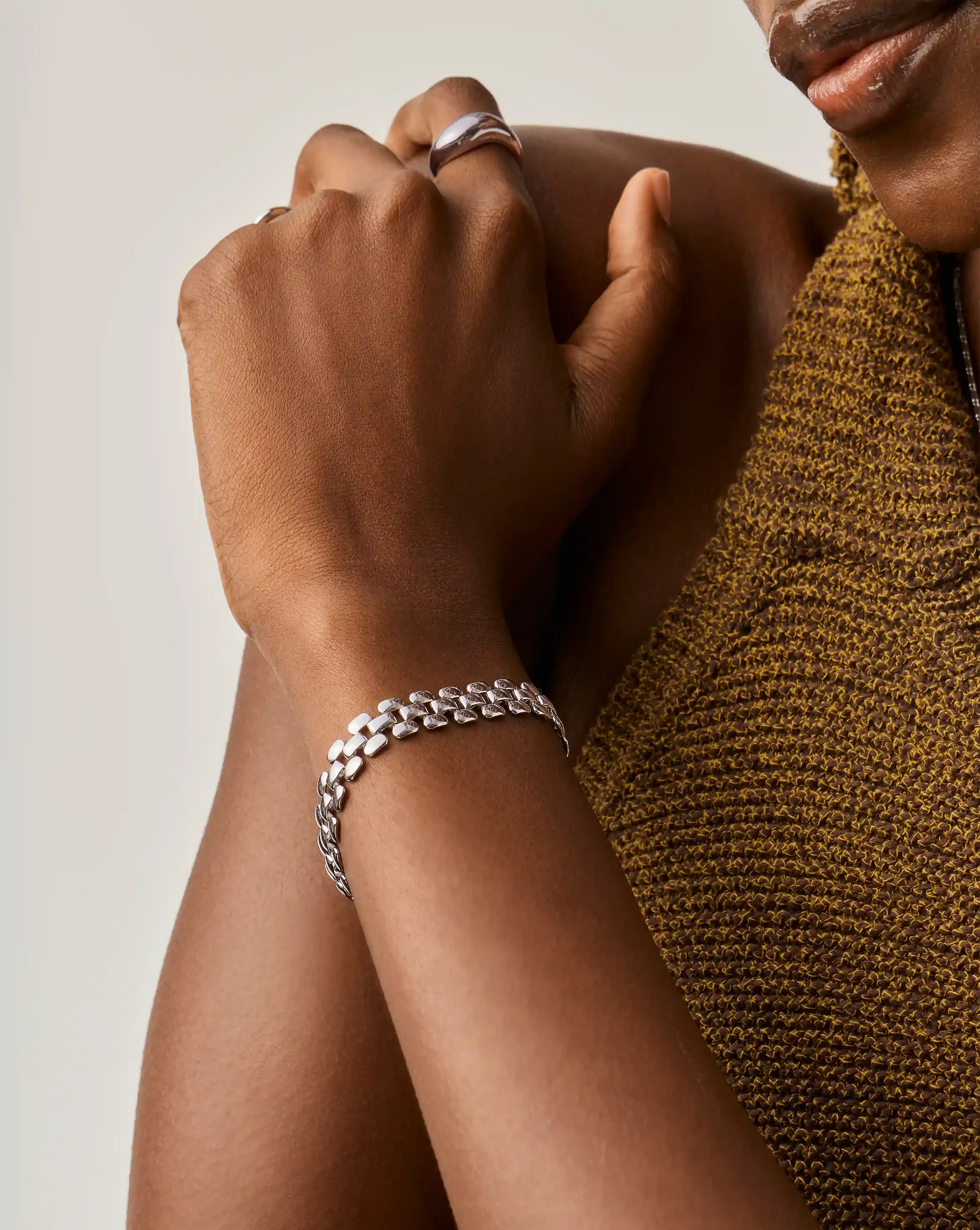 Timepiece Wide Chain Bracelet | Silver Plated Bracelets Missoma 
