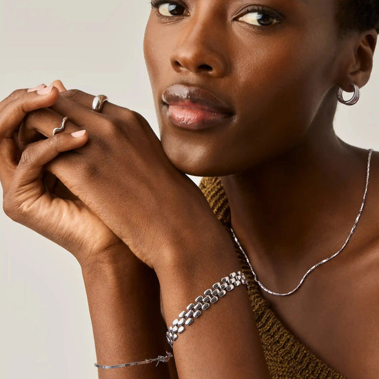 Timepiece Wide Chain Bracelet | Silver Plated Bracelets Missoma 