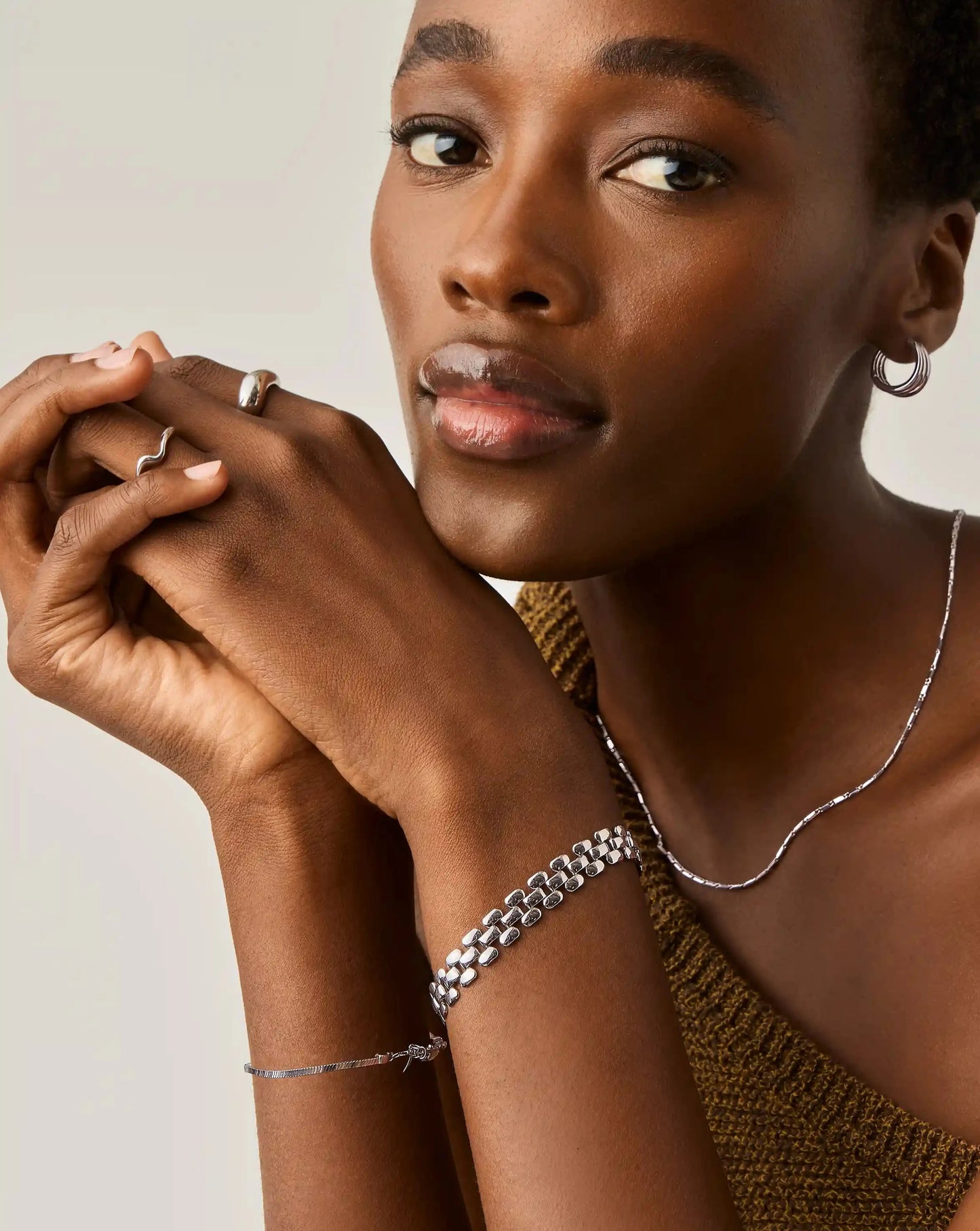 Timepiece Wide Chain Bracelet | Silver Plated Bracelets Missoma 