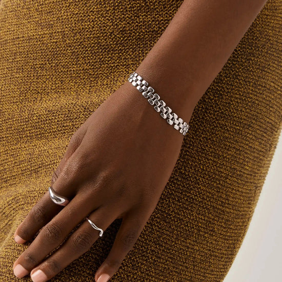 Timepiece Wide Chain Bracelet | Silver Plated Bracelets Missoma 