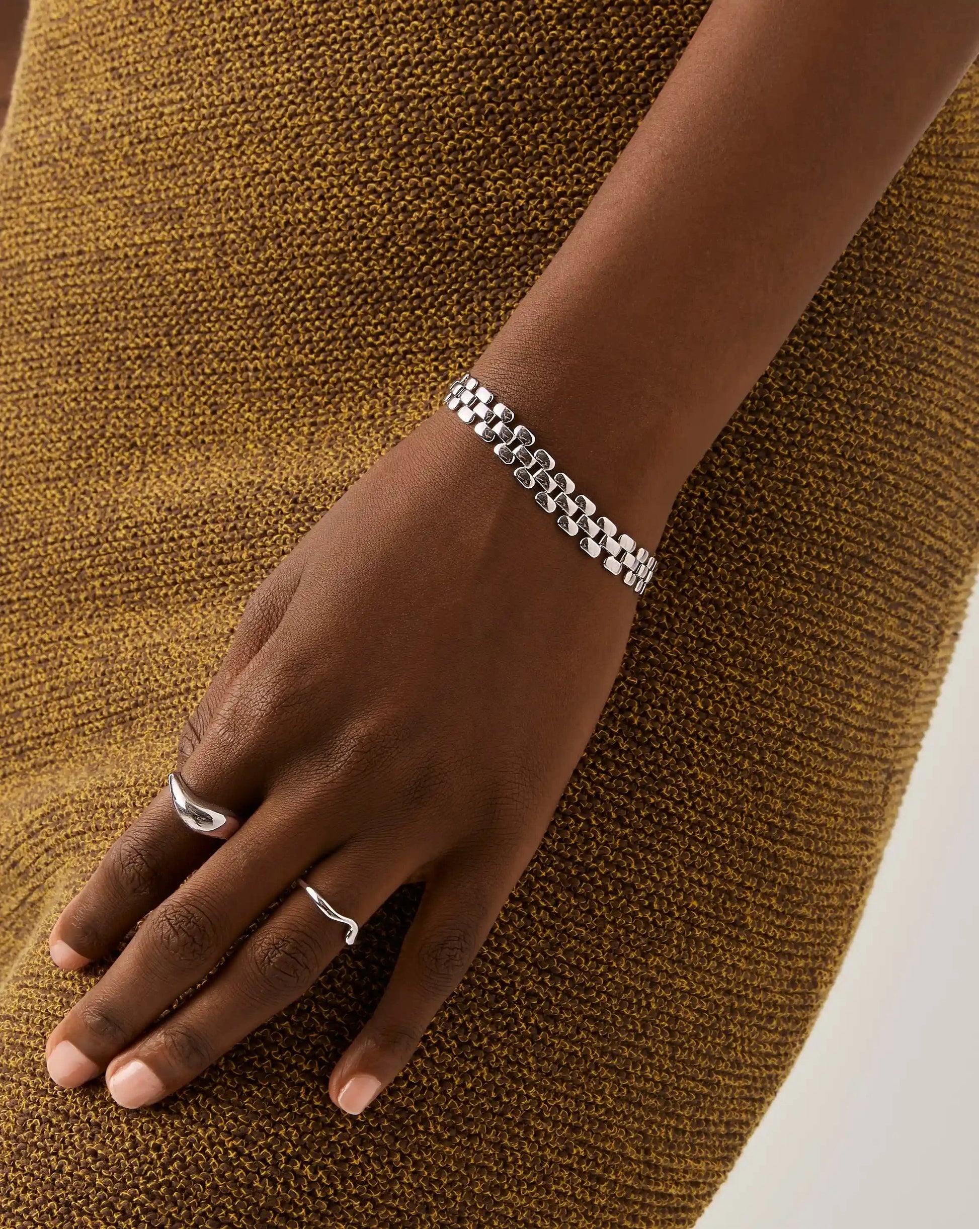 Timepiece Wide Chain Bracelet | Silver Plated Bracelets Missoma 