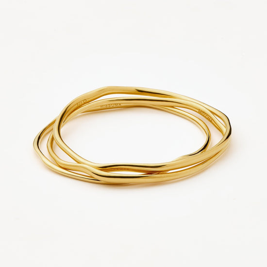 Trio Molten Ripple Bangle Bracelet Set | 18ct Gold Vermeil Bracelets Missoma 