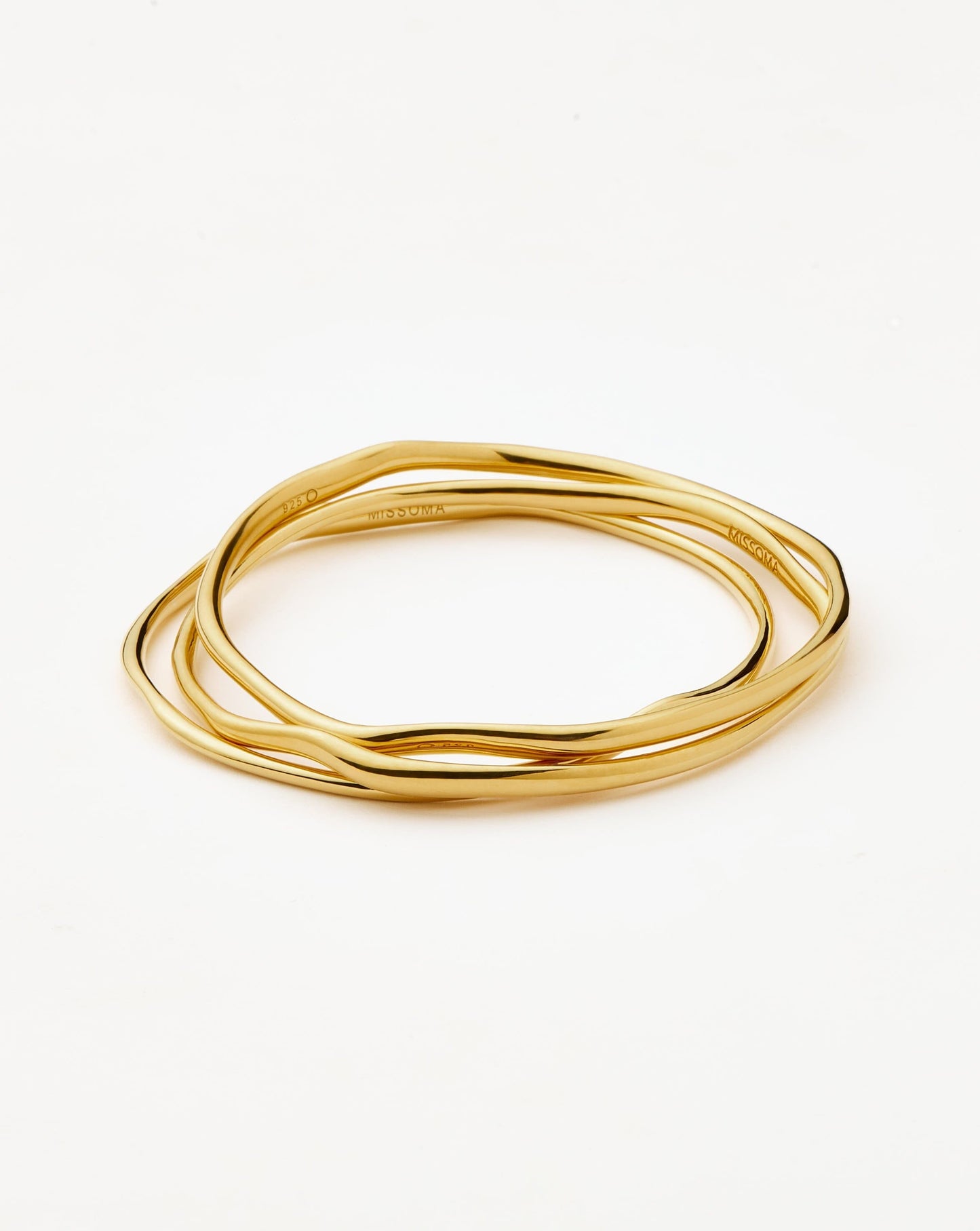 Trio Molten Ripple Bangle Bracelet Set | 18ct Gold Vermeil Bracelets Missoma 