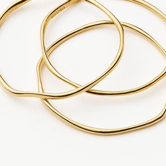 Trio Molten Ripple Bangle Bracelet Set | 18ct Gold Vermeil Bracelets Missoma 