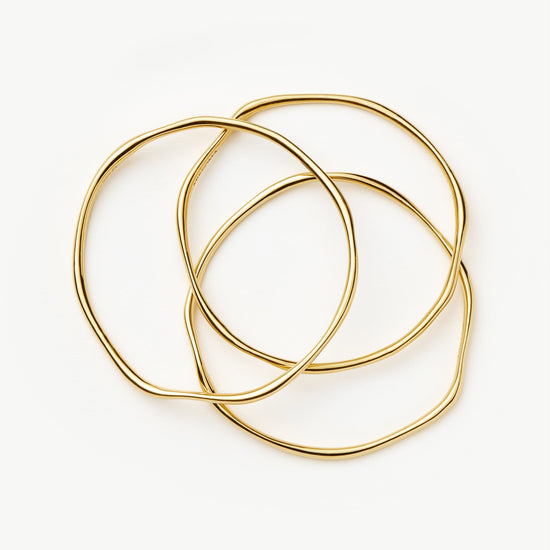 Trio Molten Ripple Bangle Bracelet Set | 18ct Gold Vermeil Bracelets Missoma 