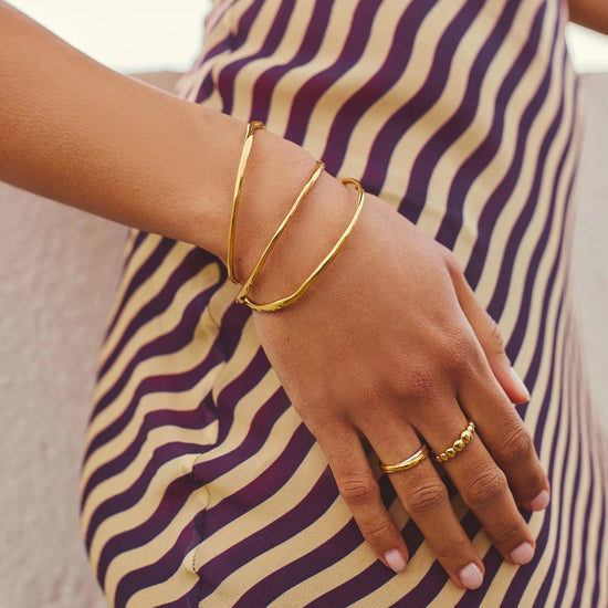 Trio Molten Ripple Bangle Bracelet Set | 18ct Gold Vermeil Bracelets Missoma 
