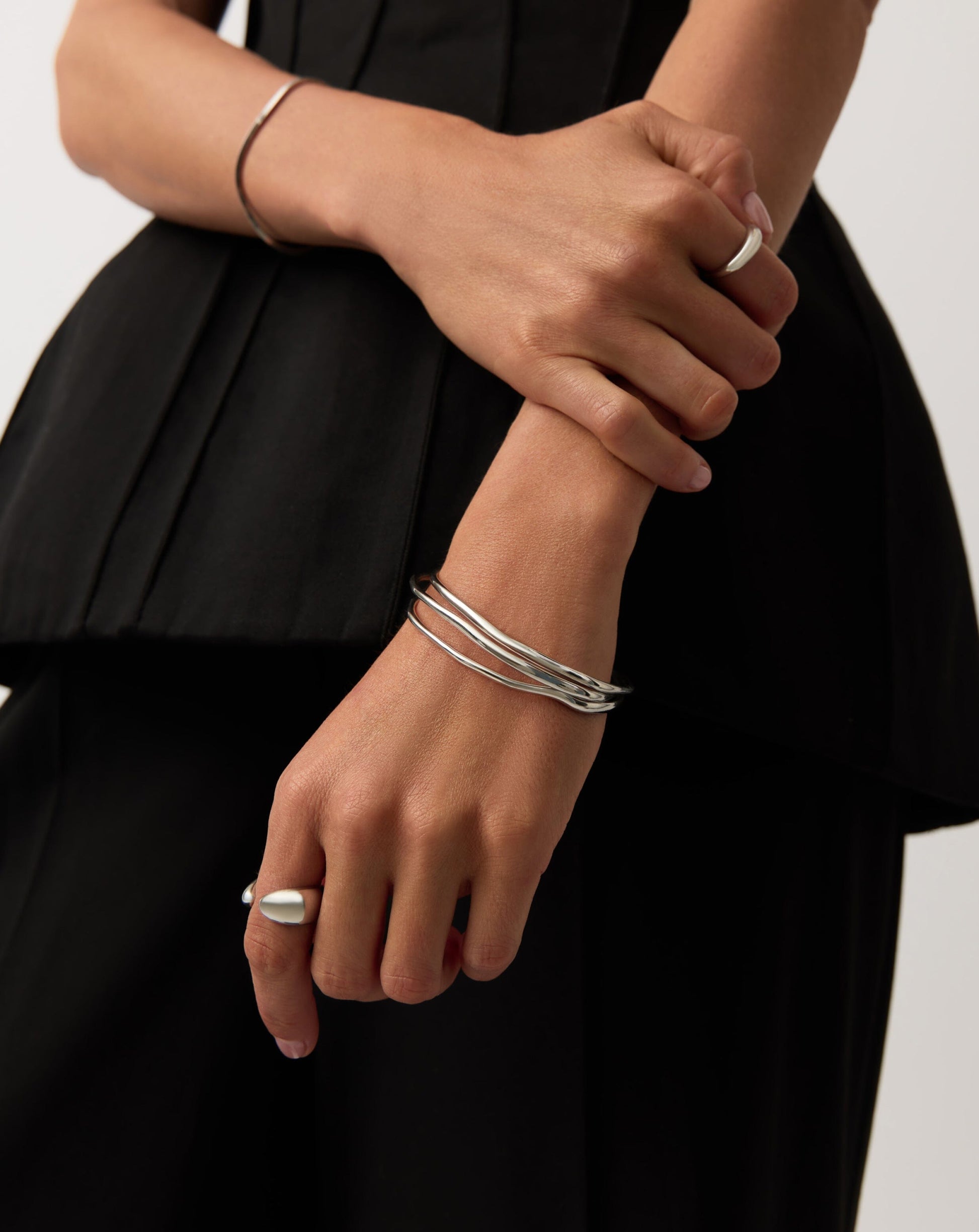 Trio Molten Ripple Bangle Bracelet Set | Sterling Silver Bracelets Missoma 