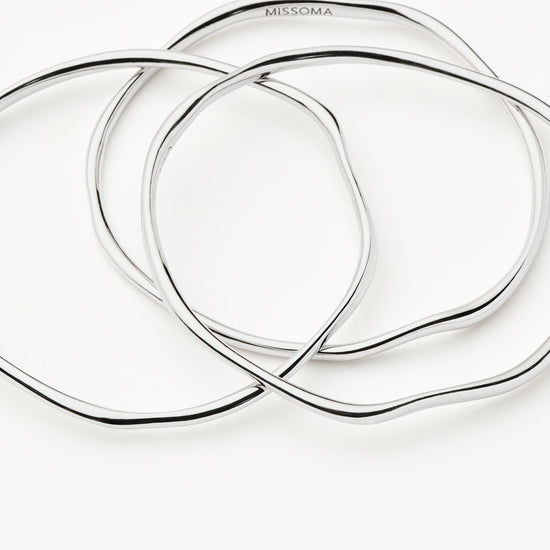 Trio Molten Ripple Bangle Bracelet Set | Sterling Silver Bracelets Missoma 