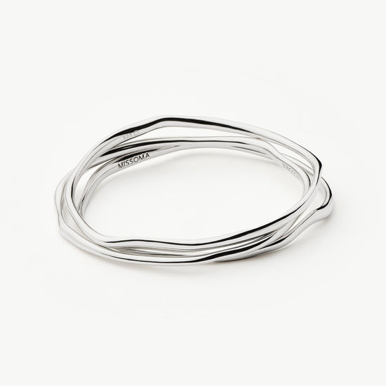 Trio Molten Ripple Bangle Bracelet Set | Sterling Silver Bracelets Missoma 