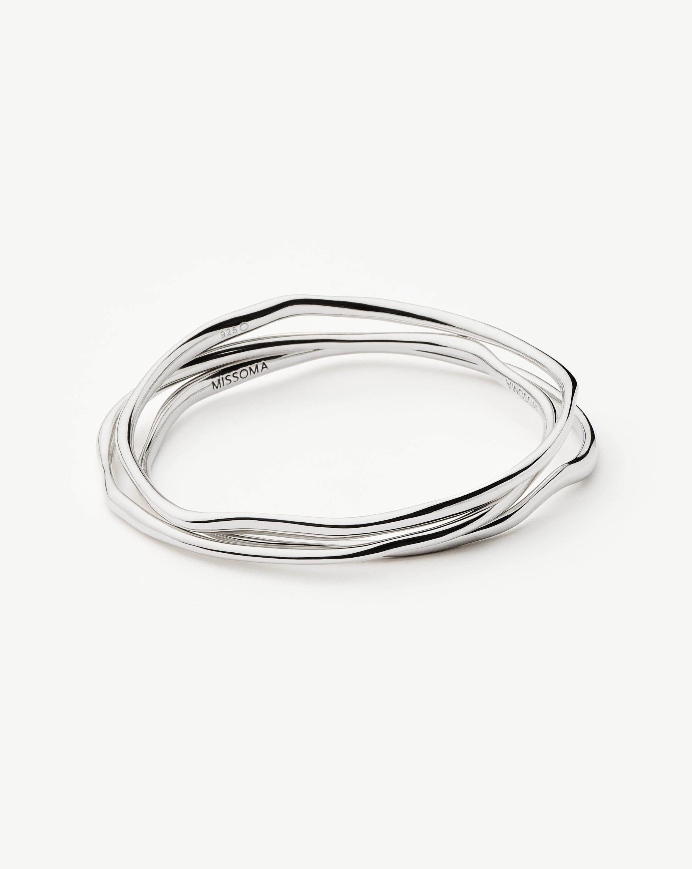 Trio Molten Ripple Bangle Bracelet Set | Sterling Silver Layering sets ...
