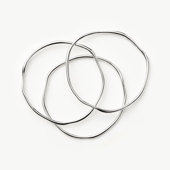 Trio Molten Ripple Bangle Bracelet Set | Sterling Silver Bracelets Missoma 