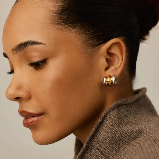 Triple Ridge Oversized Studs | 18ct Gold Plated/Platinum Plated Earrings Missoma 