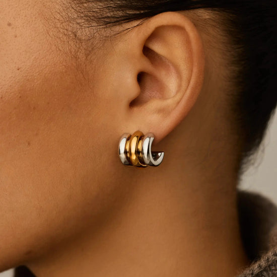 Triple Ridge Oversized Studs | 18ct Gold Plated/Platinum Plated Earrings Missoma 