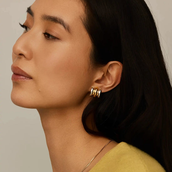 Triple Ridge Oversized Studs | 18ct Gold Plated/Platinum Plated Earrings Missoma 