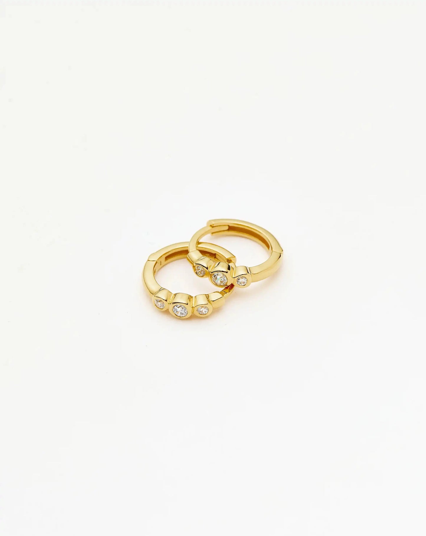 Triple Stone Small Hoop Earrings | 18ct Gold Plated Earrings Missoma 