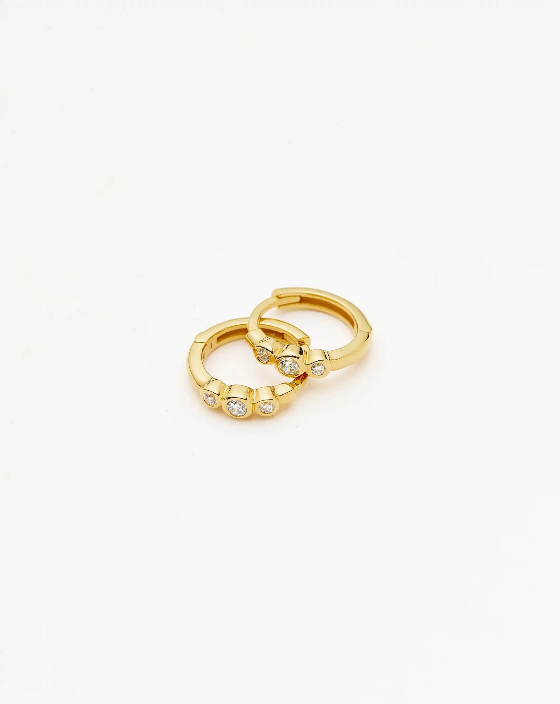 Triple Stone Small Hoop Earrings | 18ct Gold Plated Earrings Missoma 