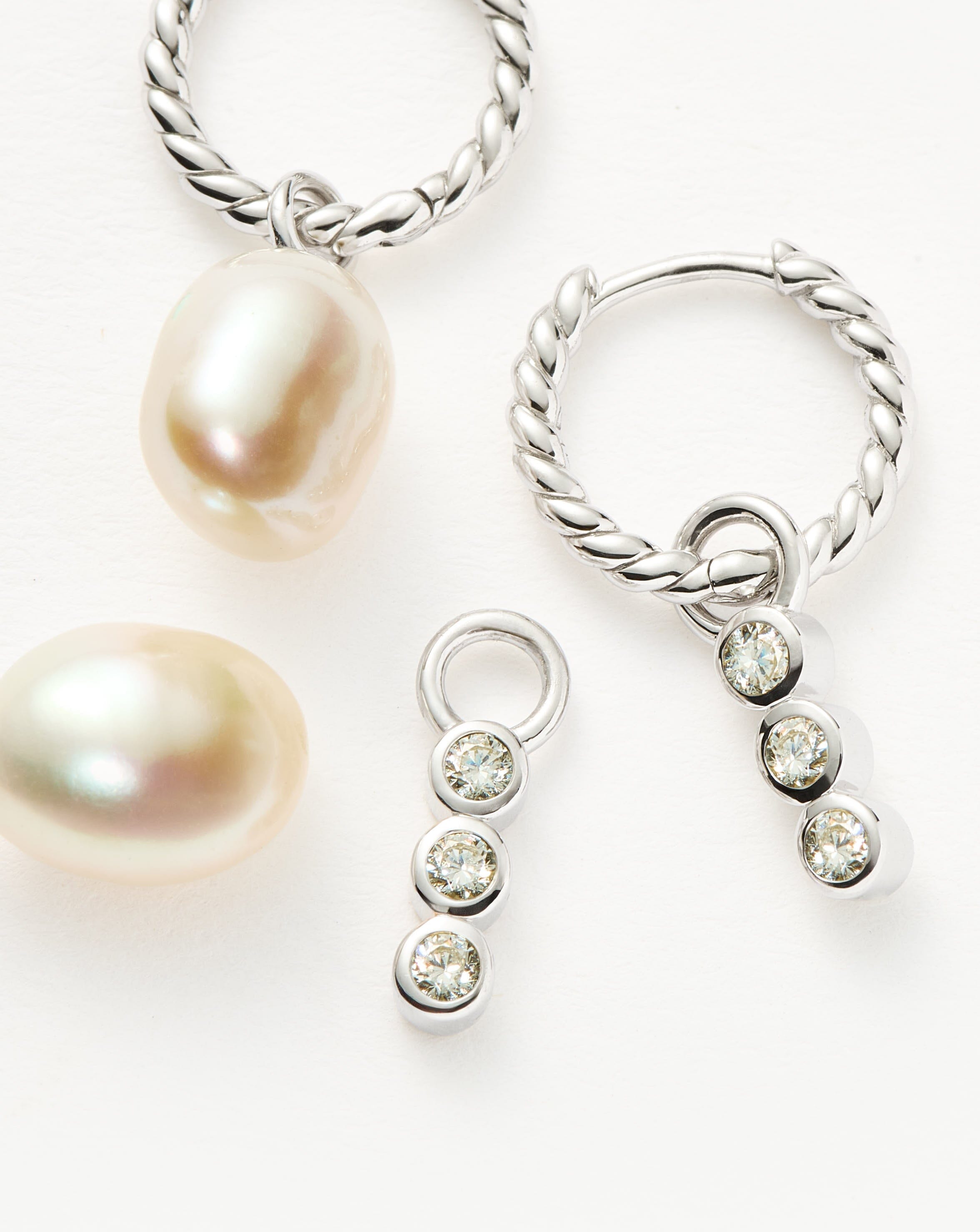 Twisted Pearl & Drop Hoop Earring Set | 18ct Sterling Silver/Pearl Set Missoma 