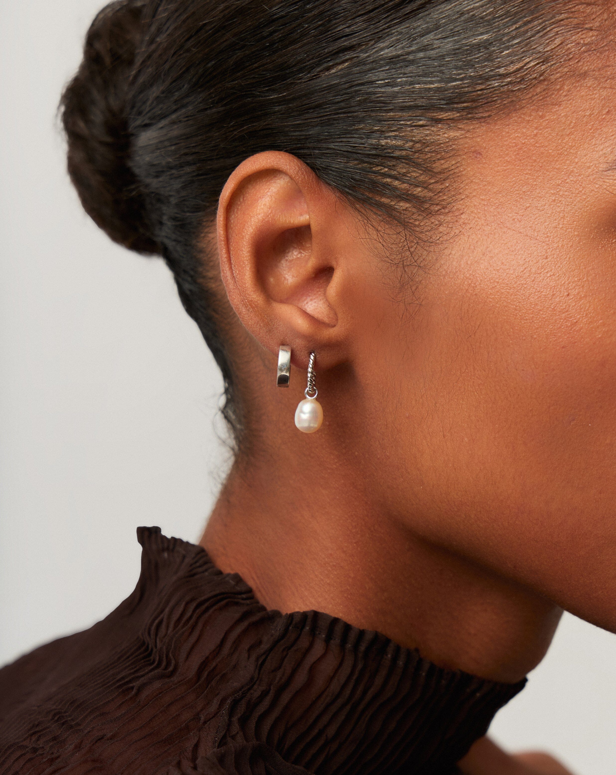Twisted Pearl & Drop Hoop Earring Set | 18ct Sterling Silver/Pearl Set Missoma 