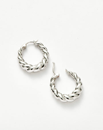 Twisted Tidal Medium Hoop Earrings | Rhodium Plating on Brass Earrings Missoma 