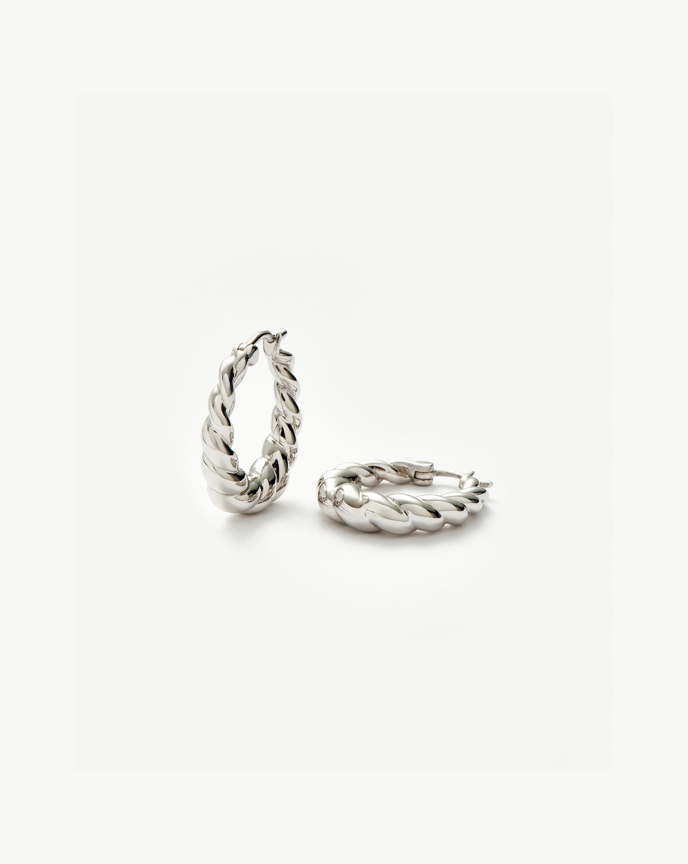 Twisted Tidal Medium Hoop Earrings | Rhodium Plating on Brass Earrings Missoma 