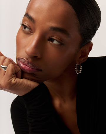 Twisted Tidal Medium Hoop Earrings | Rhodium Plating on Brass Earrings Missoma 