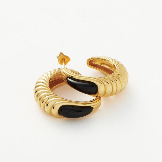 Wavy Ridge Gemstone Medium Hoop Earrings Earrings Missoma 