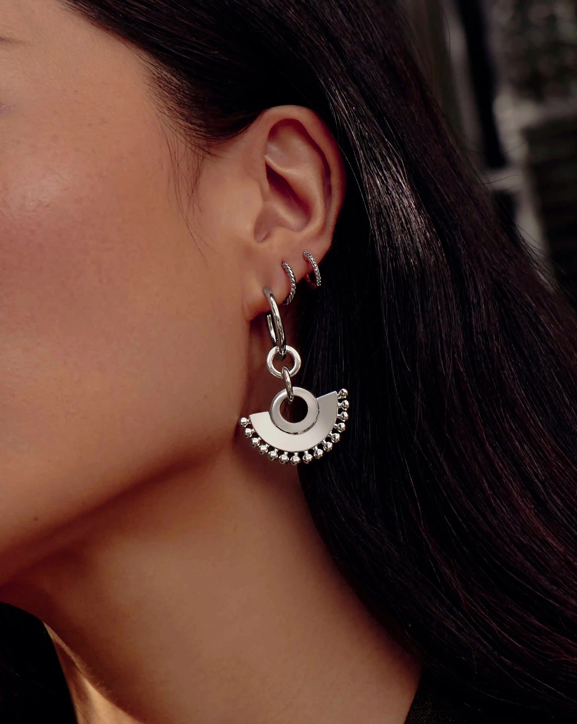 Zenyu Fan Chandelier Hoop Earrings | Silver Plated Earrings Missoma 