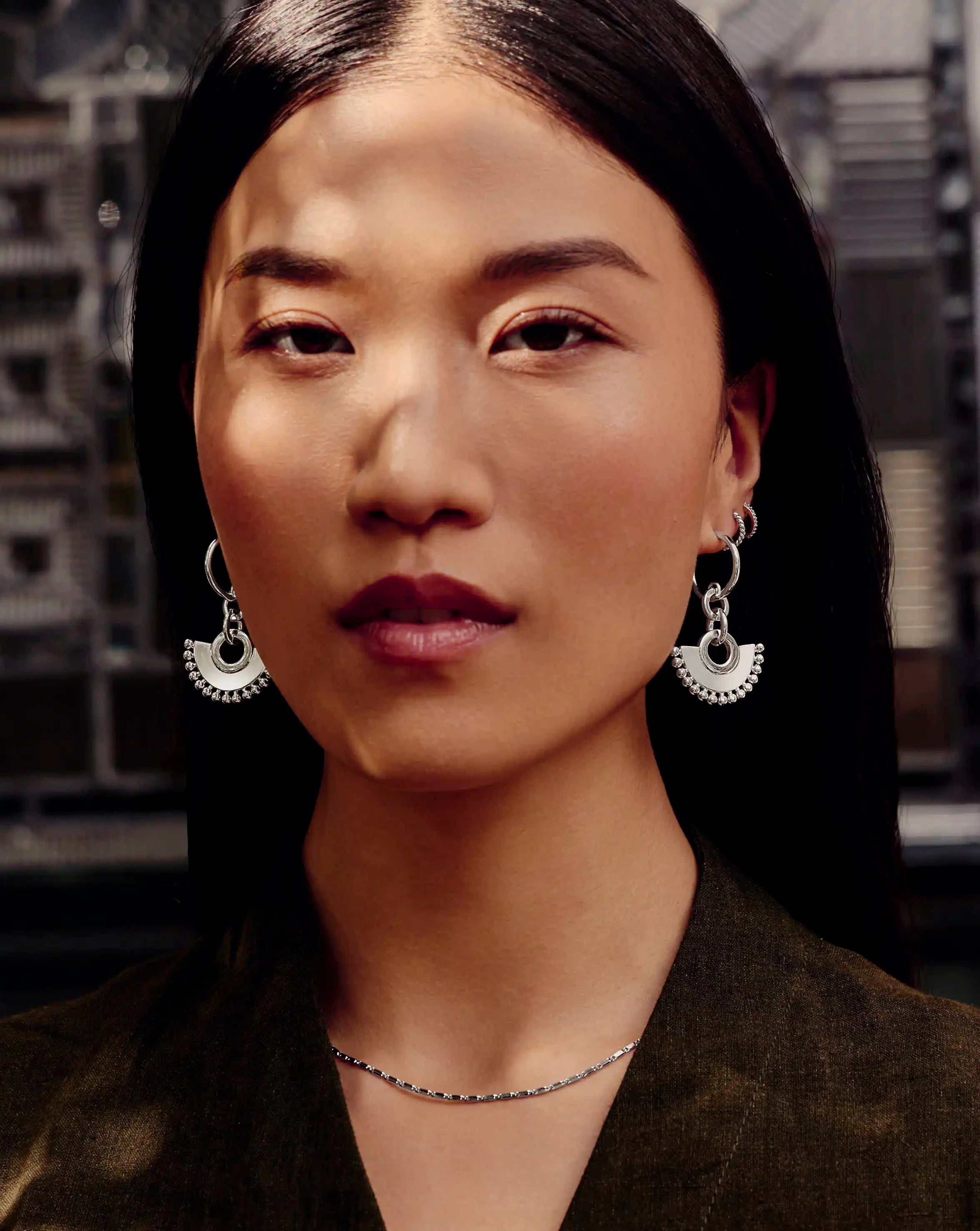 Zenyu Fan Chandelier Hoop Earrings | Silver Plated Earrings Missoma 