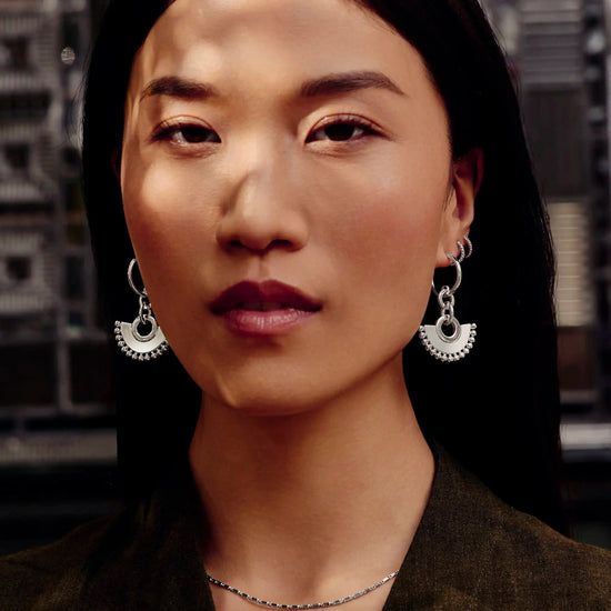 Zenyu Fan Chandelier Hoop Earrings | Silver Plated Earrings Missoma 