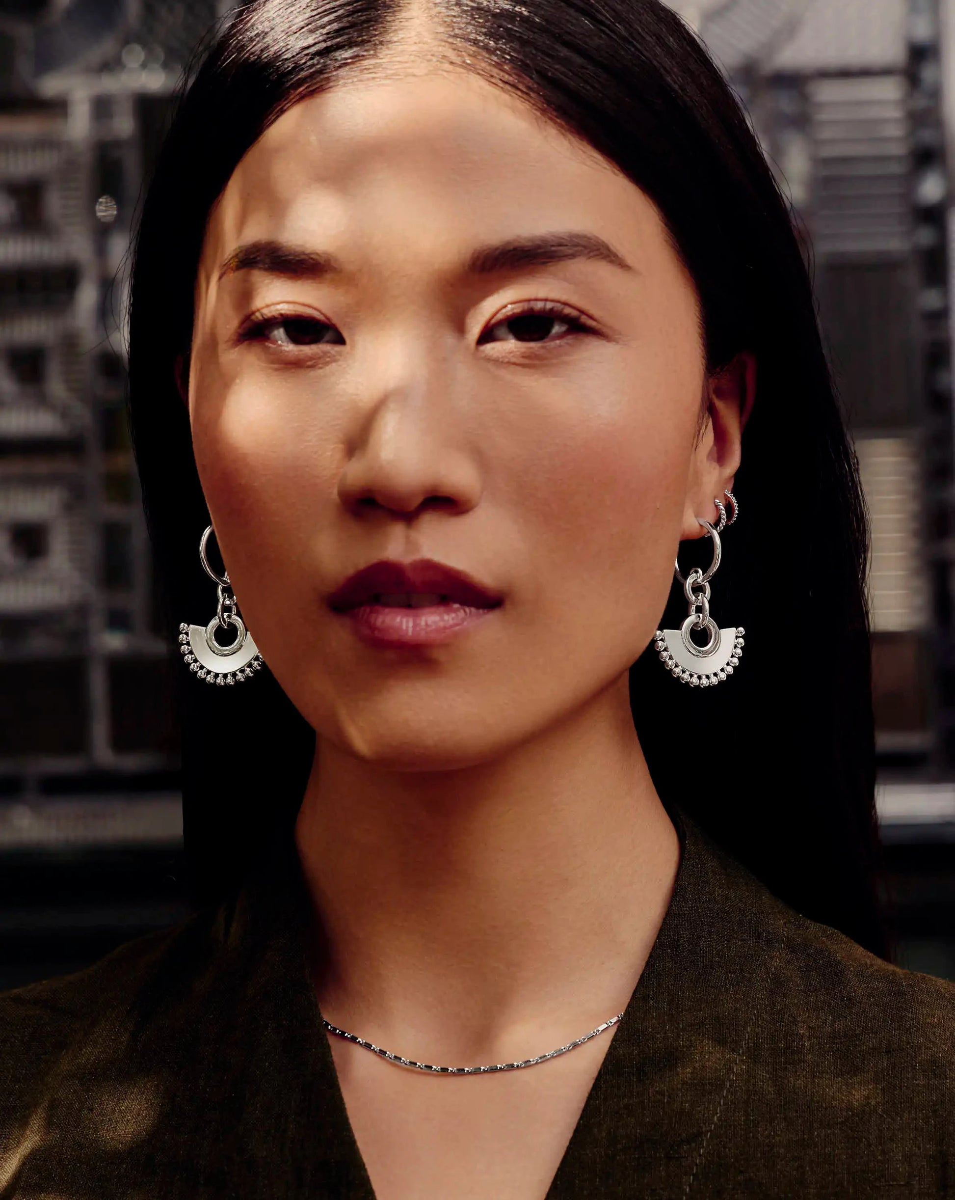 Zenyu Fan Chandelier Hoop Earrings | Silver Plated Earrings Missoma 