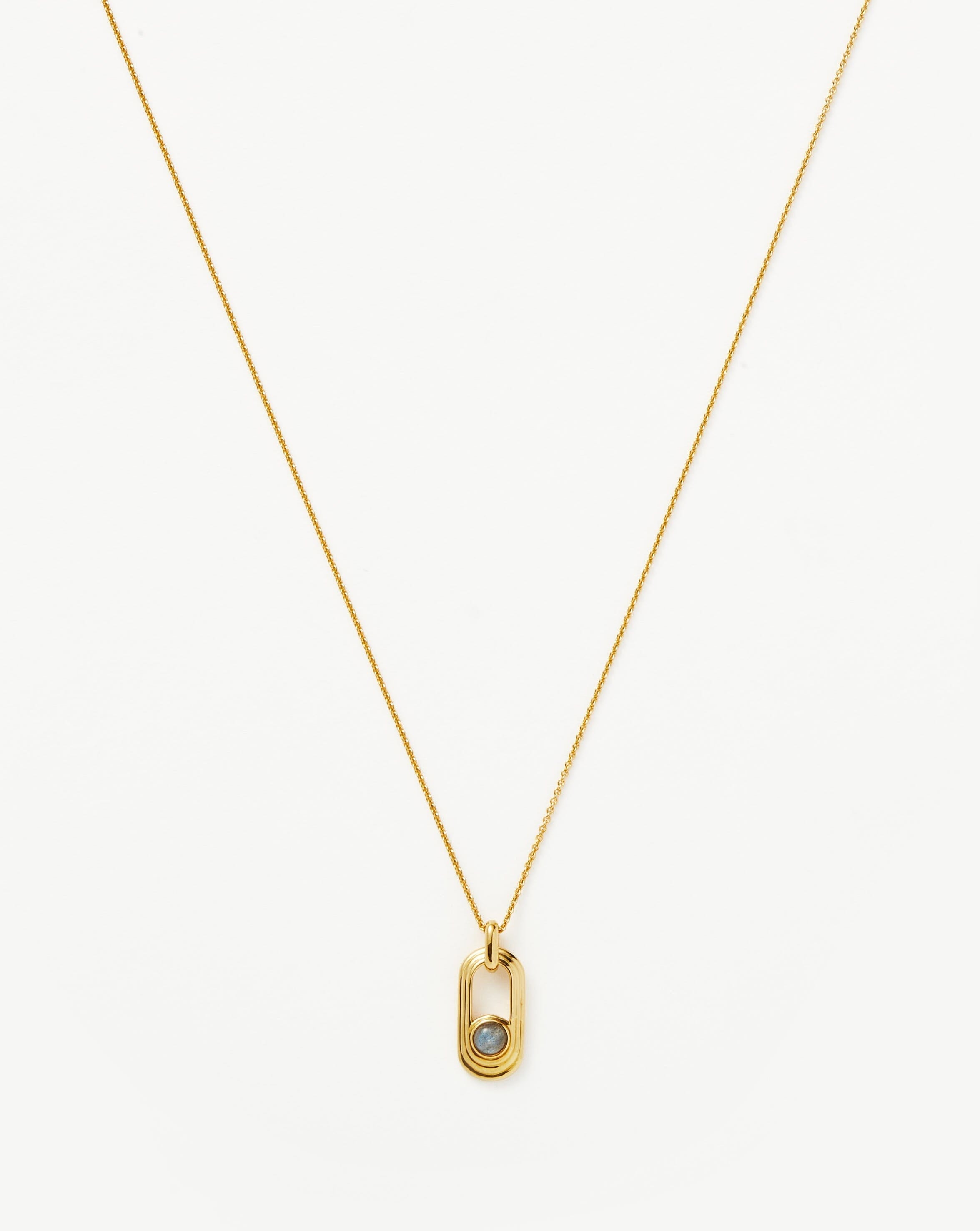 Zenyu Link Gemstone Ovate Pendant Necklace | 18ct Gold Plated/Labradorite Necklaces Missoma 