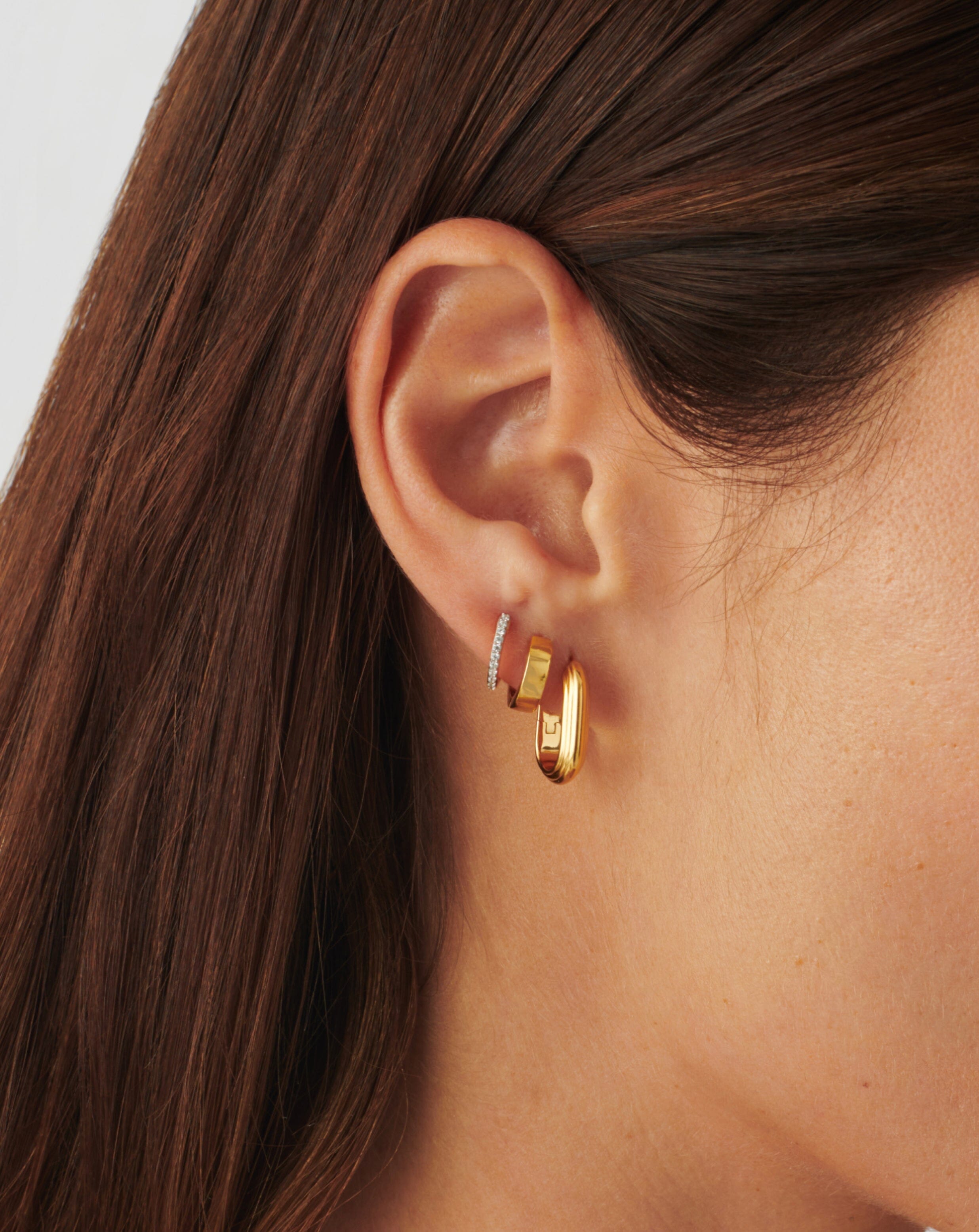 Zenyu Link Ridge Ovate Hoop Earrings | 18ct Gold Plated Vermeil Earrings Missoma 