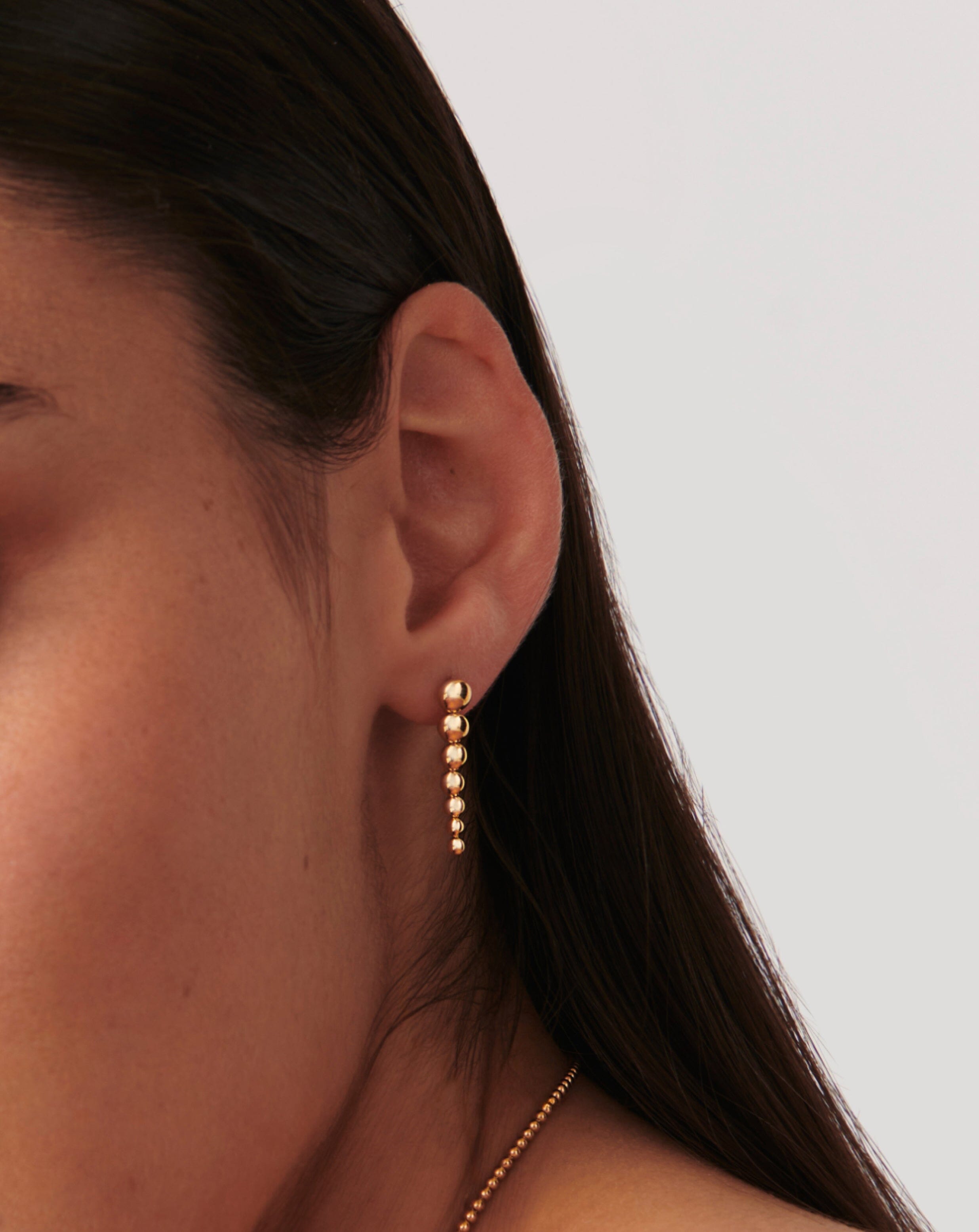 Articulated Beaded Drop Stud Earrings | 18ct Gold Plated Vermeil Earrings Missoma 