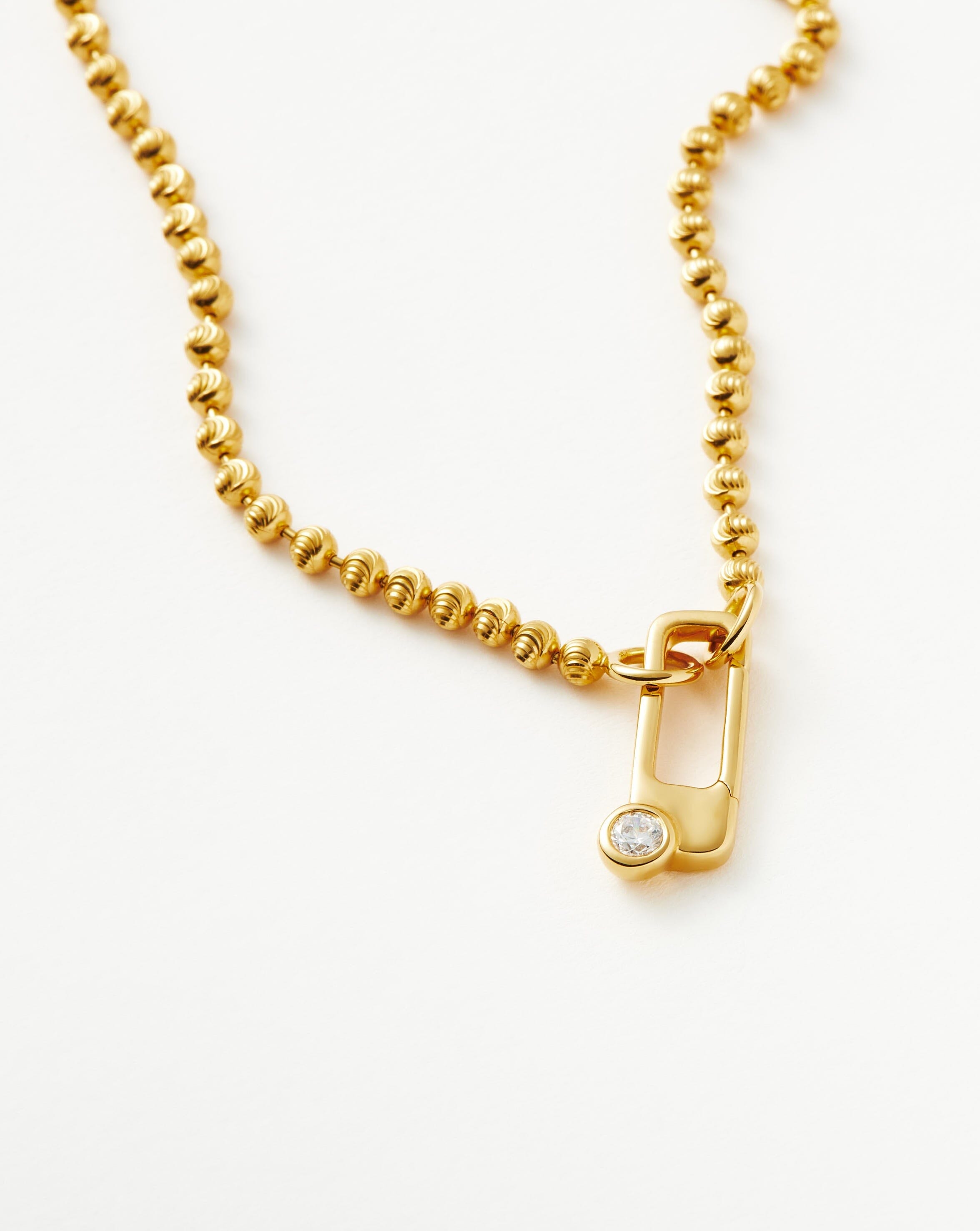 Articulated Beaded Paperclip Pendant Chain Necklace | 18ct Gold Plated Vermeil/Cubic Zirconia Necklaces Missoma 