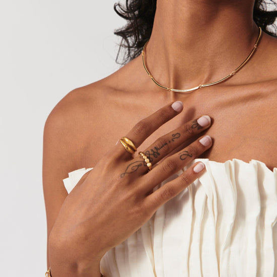 Articulated Beaded Stacking Ring | 18ct Gold Plated Vermeil Rings Missoma 