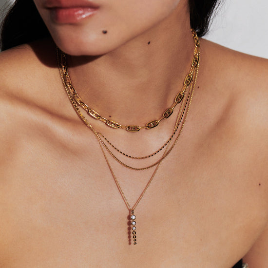 Articulated Reversible Beaded Stone Drop Pendant Necklace | 18ct Gold Plated Vermeil/Cubic Zirconia Necklaces Missoma 
